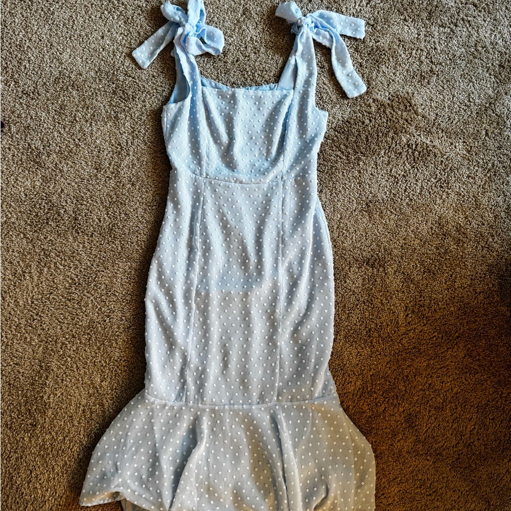 Lulus Bimini Swiss Dot Midi Dress
